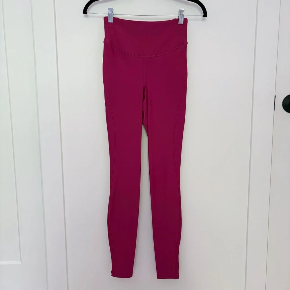 Lululemon Base Pace Fleece Leggings Tights High Rise 28" Wild Berry Hot Pink 4 - Picture 2 of 9